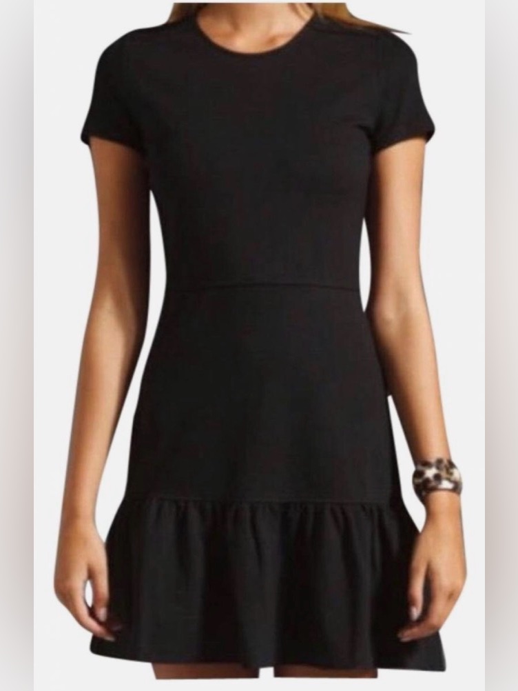 Juicy Couture Black Short Sleeve Ruffle-Hem Mini Dress